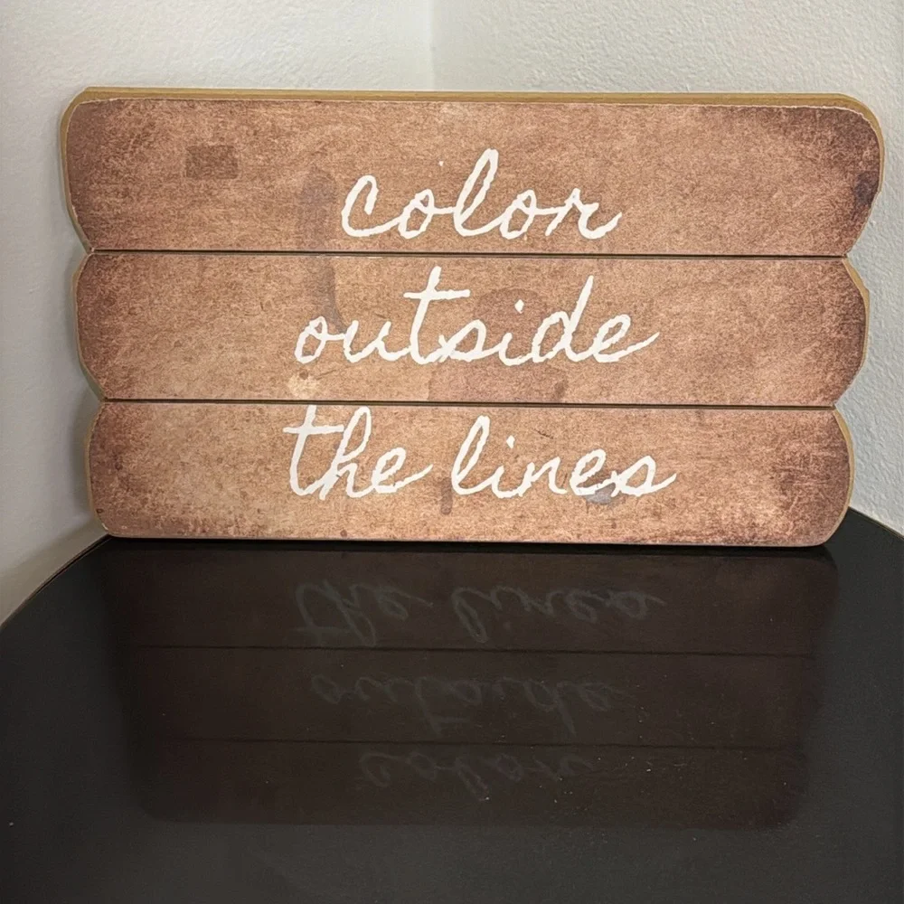 New Pier 1 Color Outside The Lines Live Edge Wood Sign 12x7 NWT